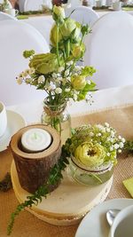 High angle view of potted plant on table