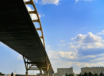 Low angle view of built structure against blue sky