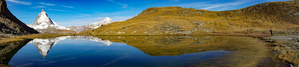 Reflection of mountain range in lake