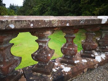 Close-up of old wooden structure in park