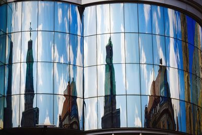 Low angle view of modern building against clear sky