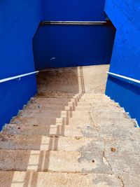 High angle view of steps by building