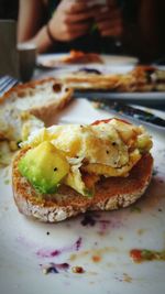 Close-up of breakfast in plate