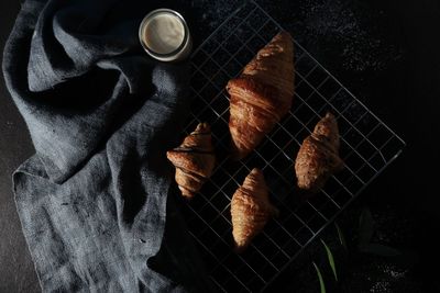 High angle view of breakfast on table