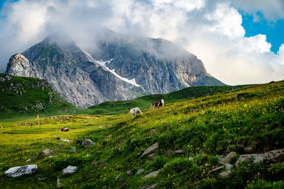 Scenic view of mountains against sky