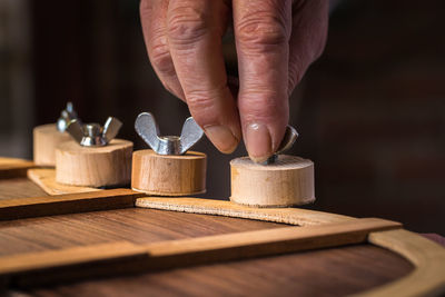 Close-up of man working on table