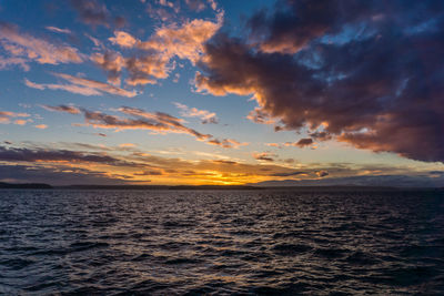 Scenic view of sea against sky during sunset