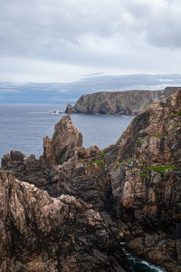 Scenic view of sea and rocks against sky