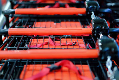 Close-up of shopping carts