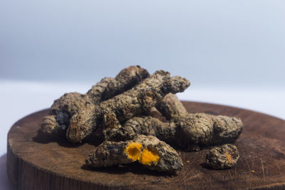 Turmeric that has been dried and ready to grind into turmeric powder