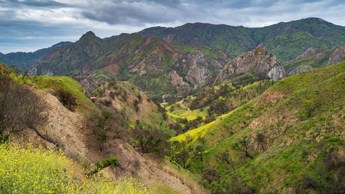 Scenic view of mountains against sky