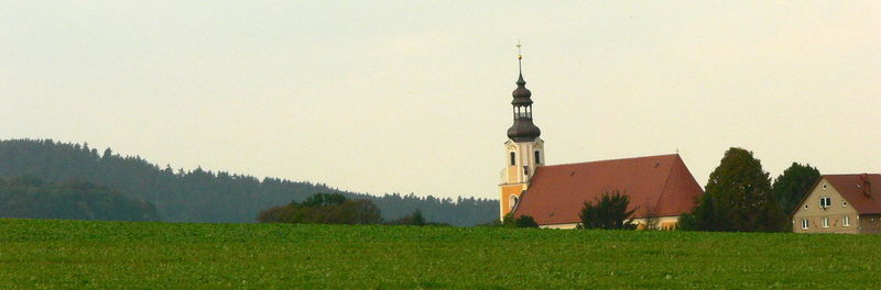 View of grassy landscape against the sky