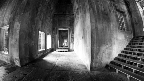 Empty corridor in angkor wat