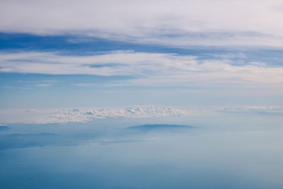 Aerial view of cloudscape over sea against sky