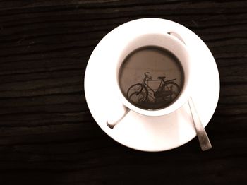 High angle view of drink on table