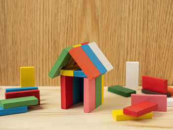 Close-up of stuffed toy on wooden table