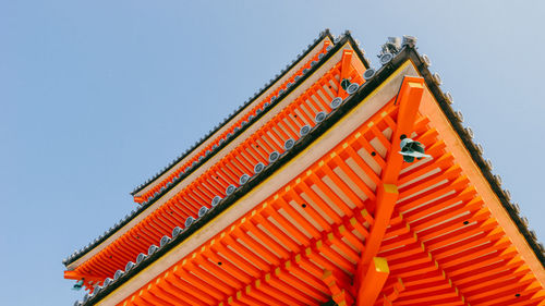 Low angle view of traditional building against clear sky