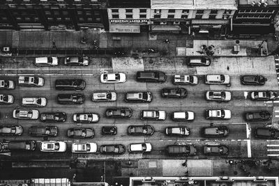 High angle view of traffic in city