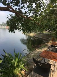 Scenic view of lake by trees