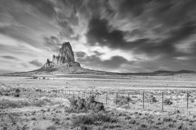 Scenic view of landscape against cloudy sky