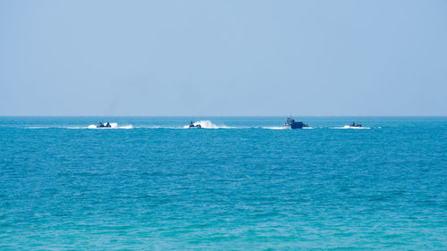 Scenic view of sea against clear sky