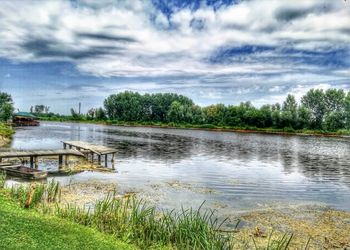 Scenic view of lake against sky