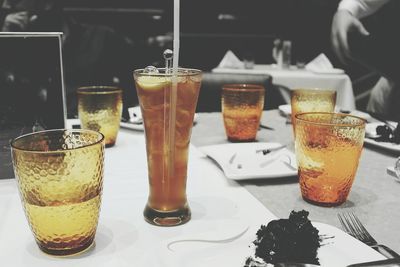 Close-up of drink served on table