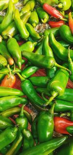 Full frame shot of green chili peppers