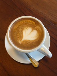 High angle view of coffee on table