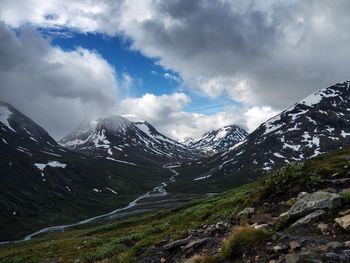 Scenic view of mountains against sky