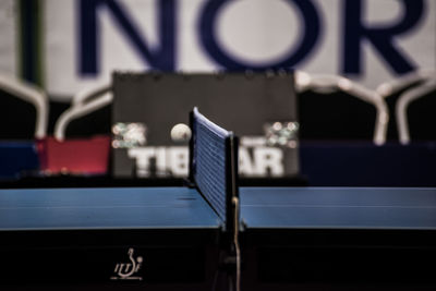 Close up of tennis table