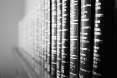 Close-up of old books in library