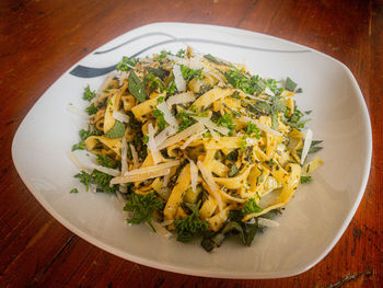 High angle view of meal served in plate
