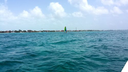 Boat sailing in sea