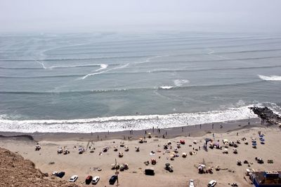 High angle view of people at beach