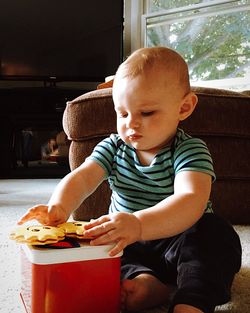 Boy eating food