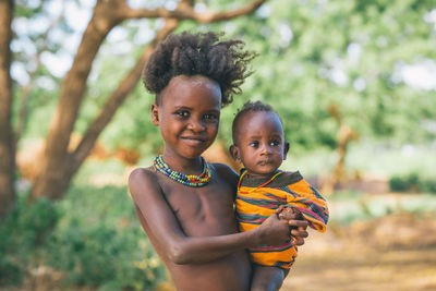 Portrait of mother and son