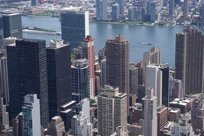 High angle view of buildings in city