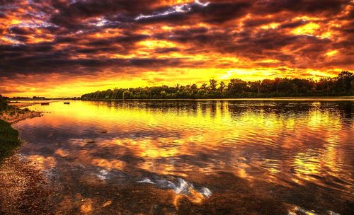 Scenic view of sunset over sea