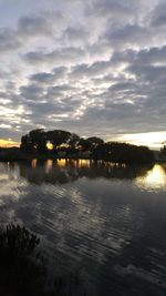 Scenic view of river against cloudy sky