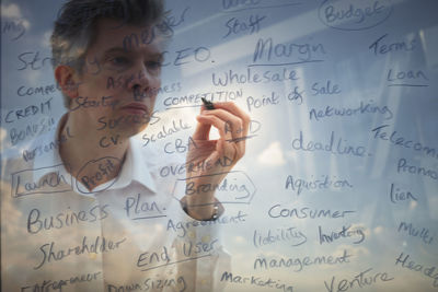 Portrait of woman with text