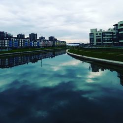 Reflection of buildings in water