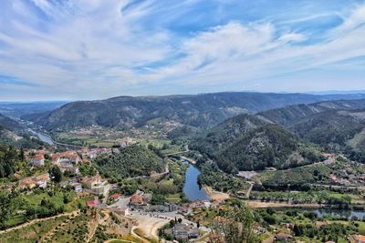 High angle view of landscape against sky