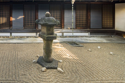 Statue of buddha against building