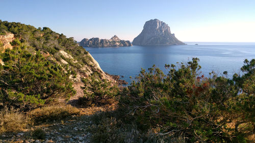 Scenic view of sea against clear sky