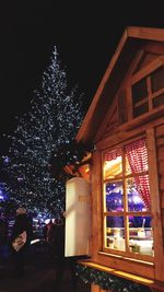 Low angle view of illuminated lanterns