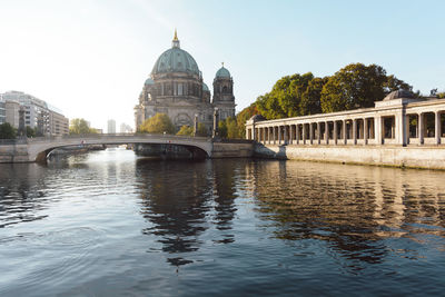 Arch bridge over river