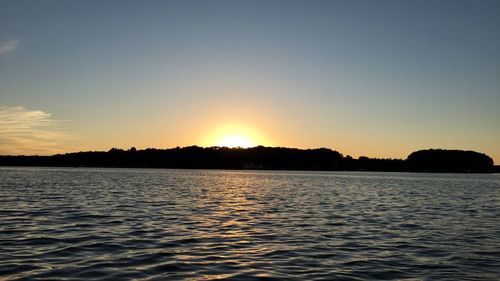 Scenic view of sunset over sea