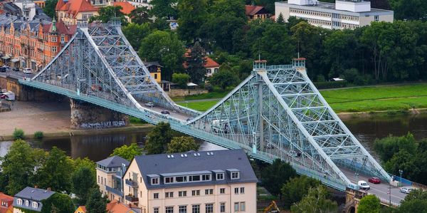 Dresden, bridge the blue wonder over the river elbe 