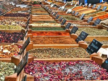 High angle view of fruits for sale in market